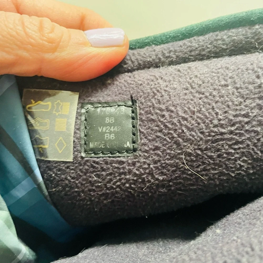 Lands’ End Vintage Green & Blue Plaid Suede Zip Winter Booties